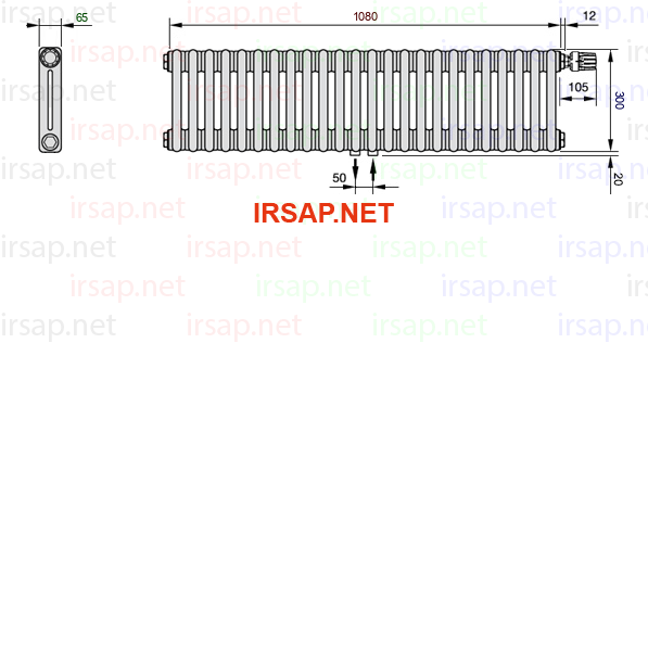 чертеж радиатора Irsap Tesi 20300-2420300-24-52-01